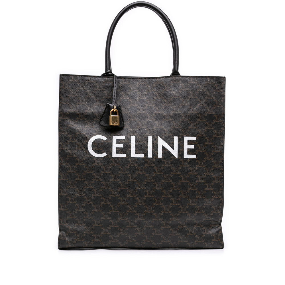 Pre-Loved Celine Large Triomphe Coated Canvas Cabas Vertical Tote